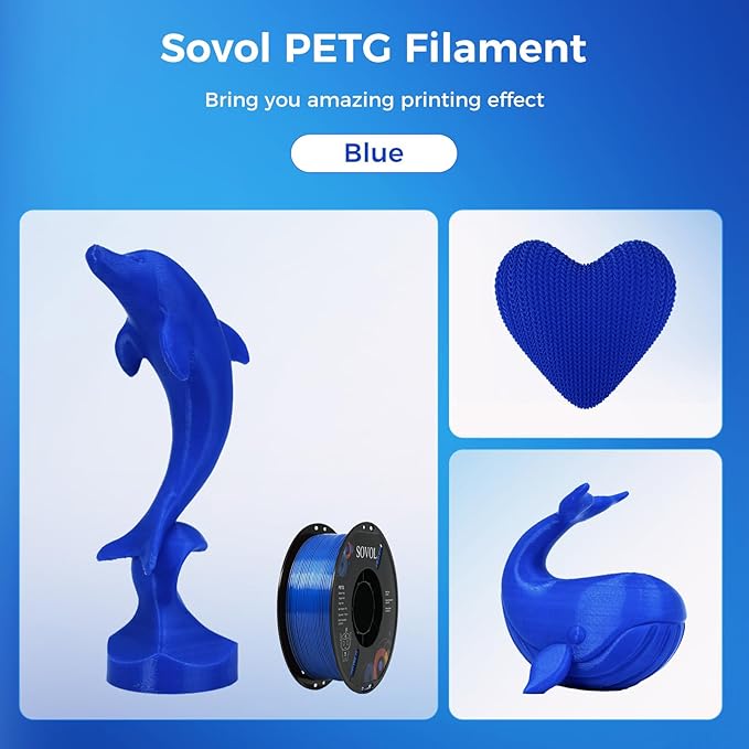 Sovol 3D Printer PETG Filament 1.75mm 1KG (2.2lbs), High Precision, Strong Toughness, Wiring Tightness, Dimensional Accuracy +/- 0.03 mm, 3D Printing PETG Filaments, Blue - Image 3