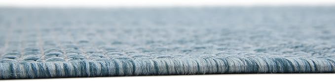Unique Loom Collection Casual Transitional Solid Heathered Indoor/Outdoor Flatweave Area Rug (4' 1" x 6' 1" Rectangle, Aquamarine/Ivory) - Image 10