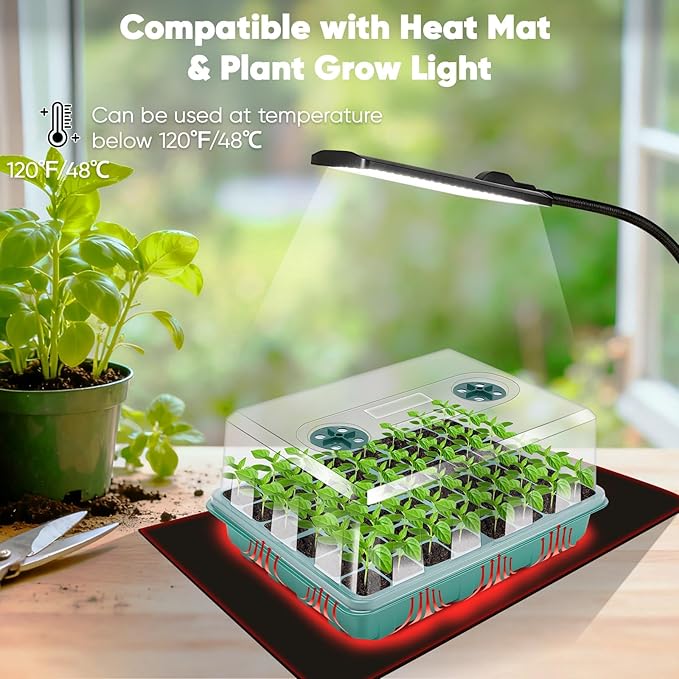 192 Cells Seed Starter Tray, Seed Starter Kit with Adjustable Humidity Dome, Seed Starting Trays Plant Starter Kit for Seeds Growing Starting, Indoor Gardening, Greenhouse - Image 4