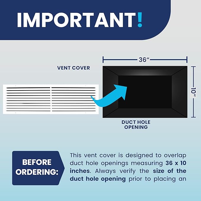 36x10 Inch (Duct Opening) Air Return Vent Cover Decorative – Premium Aluminum AC Vent Cover for Ceiling & Wall, Rustproof Grille, Ideal for Home HVAC Grille, Durable & Easy to Install by ACLAMINAIRE - Image 4