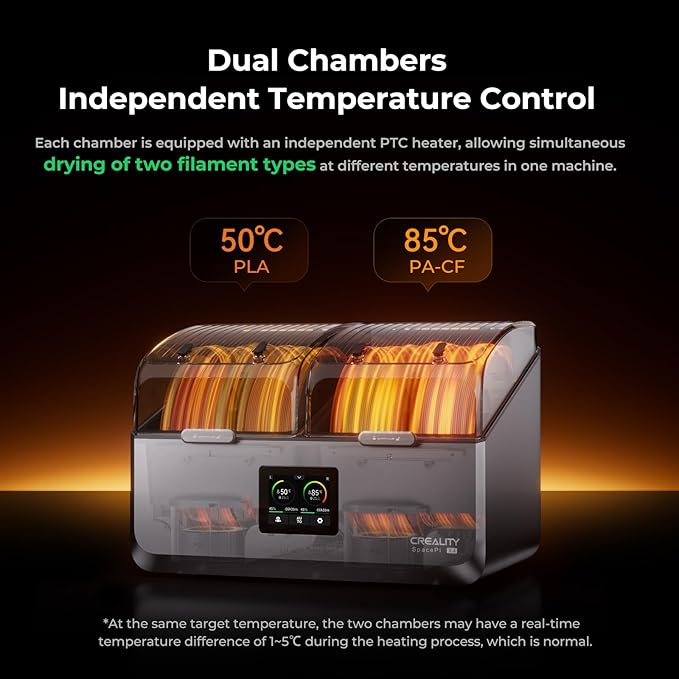 Creality Space Pi X4 Filament Dryer, 4 Spools 3D Printer Filament Dryer Box with Dual PTC Heating,360° Hot-Air Circulation,Filament Dehydrator Storage Box for 1.75/2.85mm PLA PETG ABS Nylon PA TPU - Image 3