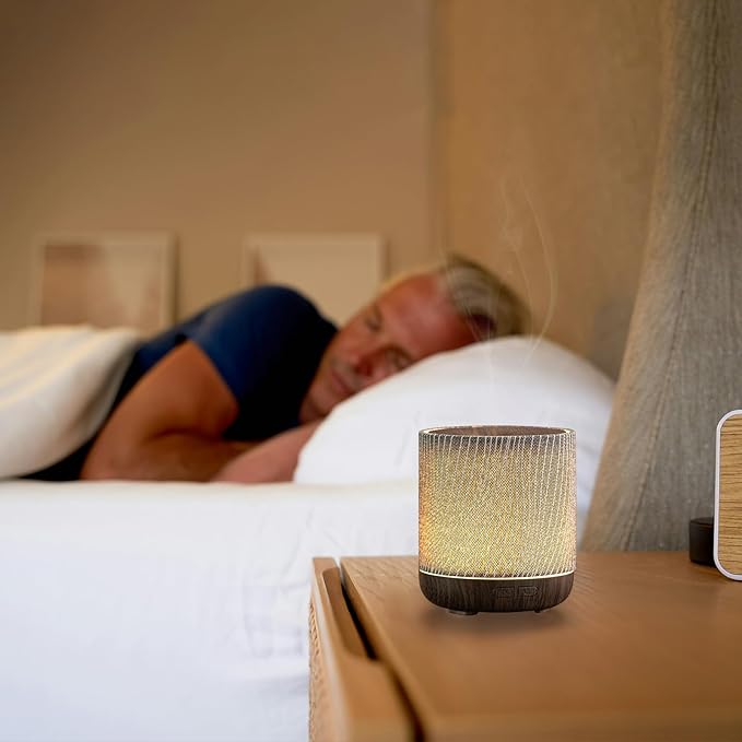 Essential Oil Diffuser 7 fl oz 200ml with Fabric Cover and Night Lamp | Ultrasonic Aroma Diffuser | Humidifier w Lights | Room Decor | Small Humidifier for Bedroom | Gift (Dark Brown) - Image 6