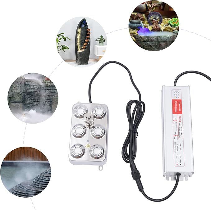 YIYIBYUS Ultrasonic Mist Maker 6 Head Mister Foggers Rockery Pool Water Landscape Atomizing Board Fog Machine Water Fountain Pond Aquarium Square Atomizer Air Humidifier - Image 8