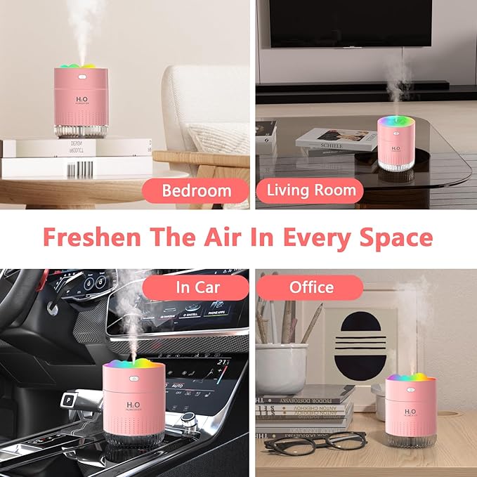 Portable Small Humidifiers for Bedroom Baby, Rechargeable Mini Cool Mist Plant Humidifier for Plants, Quiet Desktop Humidifier with 2 Working Modes & Colorful Night Light for Travel, Office, Bedroom - Image 8
