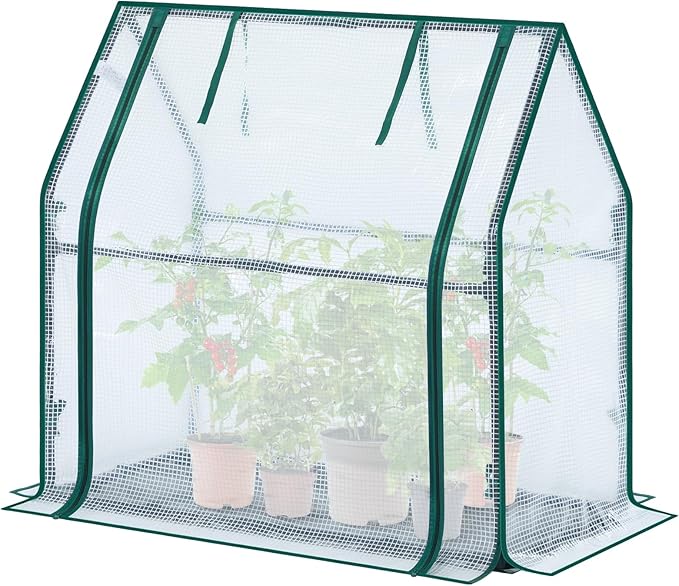 Mini Greenhouse for Indoor Outdoor: Ohuhu Tabletop Portable Green House with Waterproof Pad for Small Plants Nursery Germination, 36"x18"x33" Heavy-Duty PE Cover White - Image 6