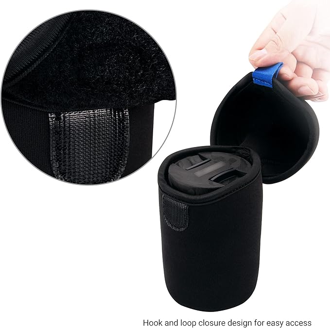 JJC Water Resistant Neoprene Camera Lens Pouch Case, Fold-Over Lens Bag for Mirrorless Lenses Up to 3.1 x 4.6 (D X H) for Canon RF 85mm f/2, Nikon Nikkor Z 85mm f/1.8, Sigma 16mm f/1.4 etc. - Image 4