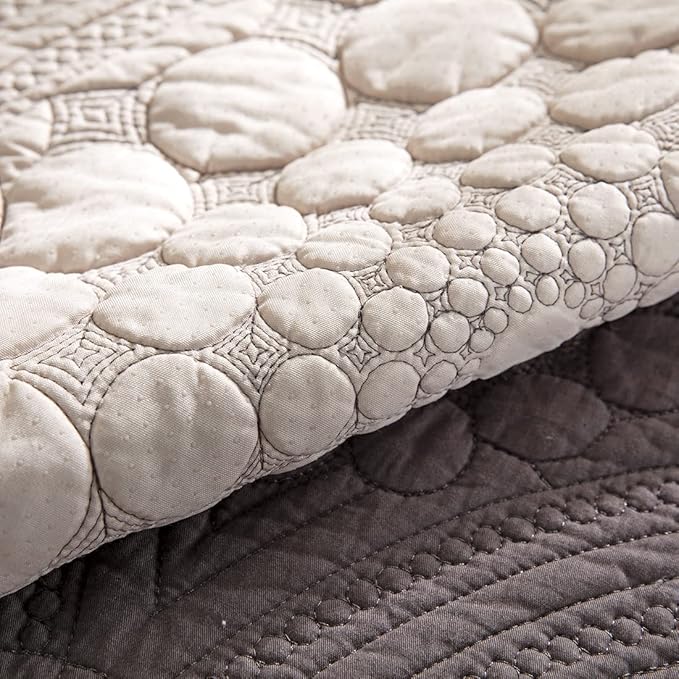 vctops Boho Circle Embroidery Couch Sofa Cover Solid Color Cotton Quilted Non-Slip Sectional Couch Covers Sofa Slipcover for Dogs, Children, Pets Furniture Protector (Dark Grey,36"x36") - Image 5
