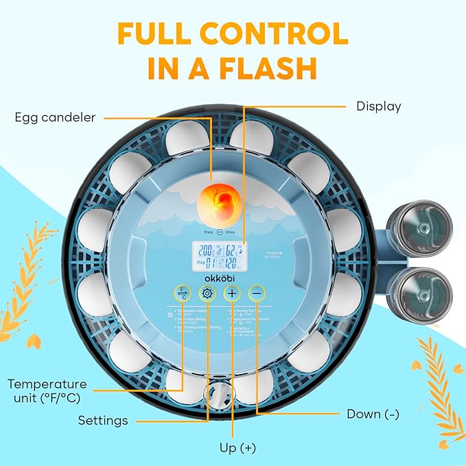18 Egg Incubator with Automatic Egg Turning and Humidity Control – Egg Incubators for Hatching Eggs – Egg Candler, Water Bottle Refill, Air Vent, 360° View – Incubadora de Huevos de Gallina - Image 2