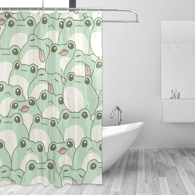 Burbuja Shower Curtain for Bathroom, Cute Frogs Waterproof Washable Shower Bath Curtain for Home Hotels with 12 Hooks, 60x72 in - Image 2