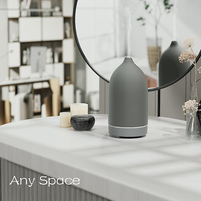 Aromatherapy Essential Oil Diffuser,9 Colors Mood Light,4 Timer Stone Diffuser Living Room(Grey) - Image 3