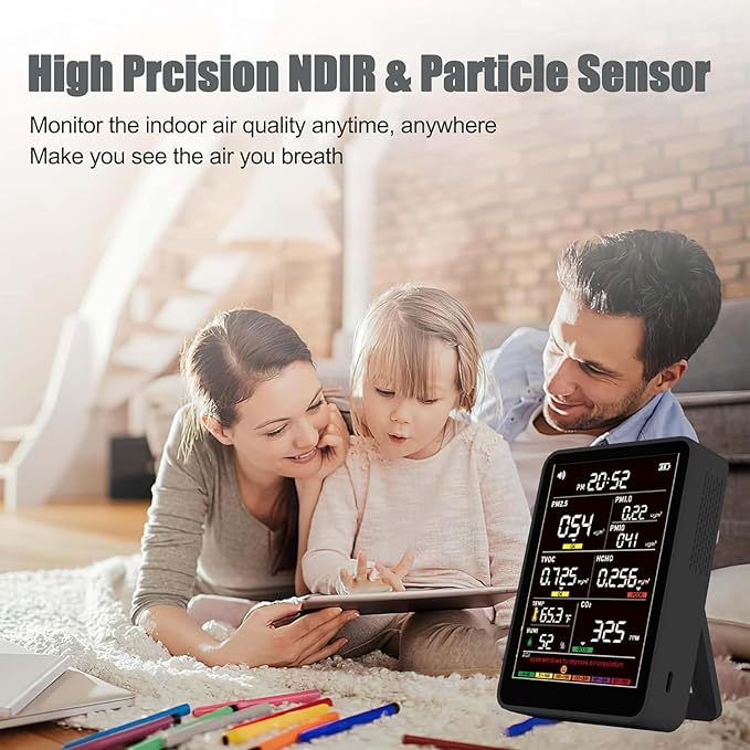 Professional Indoor Air Quality Monitor with AQI Beep Alarms, Portable Real-Time Detector for Home Cars Plants and Pets - Image 7