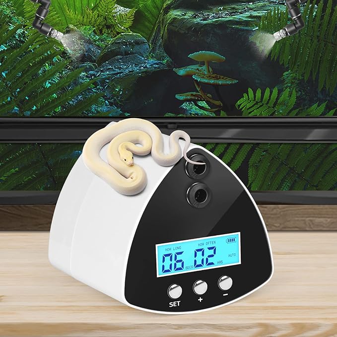 Reptile Misting System | Automatic Humidifier with 2 Nozzles, LCD Screen & Timer for Terrariums - Image 8
