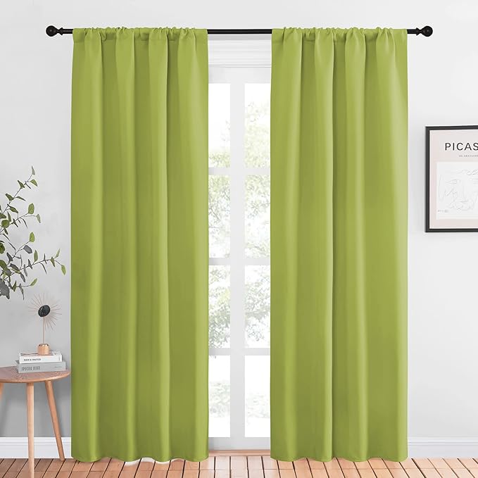 NICETOWN Blackout Curtain Panels for Living Room - Thermal Insulated Rod Pocket Top Blackout Drapes for Kid's Room (1 Pair, 42 x 84 Inch, Fresh Green) by NICETOWN