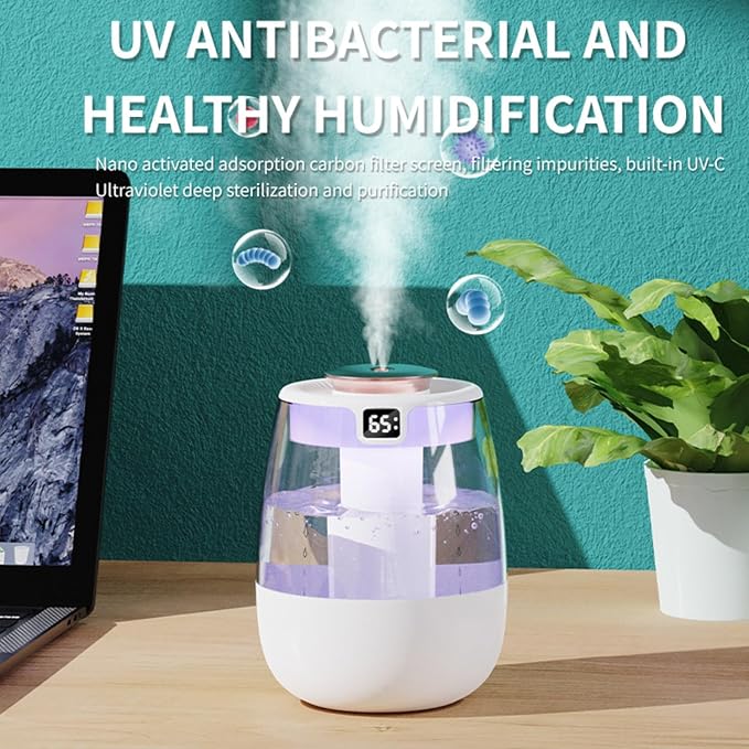 Humidifier for Bedroom,1.8L Cool Mist Humidifier with Night Light, Humidifiers for Home and Plants Baby Room with 20dB Quiet,Waterless Auto-Off - Image 5