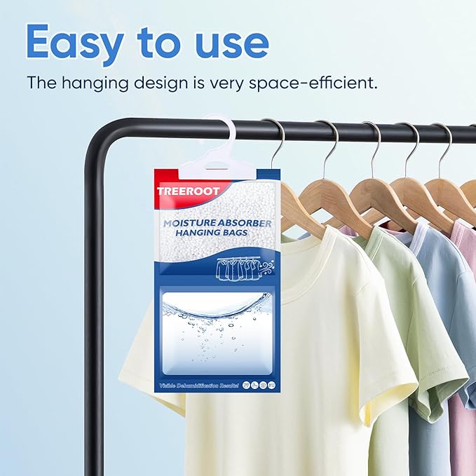 24 Pack Moisture Absorbers for Closet, 6.4OZ Hanging Closet Dehumidifier Bags, Hanging Humidity Absorber in Wardrobes, Kitchens and Bathrooms - Image 5