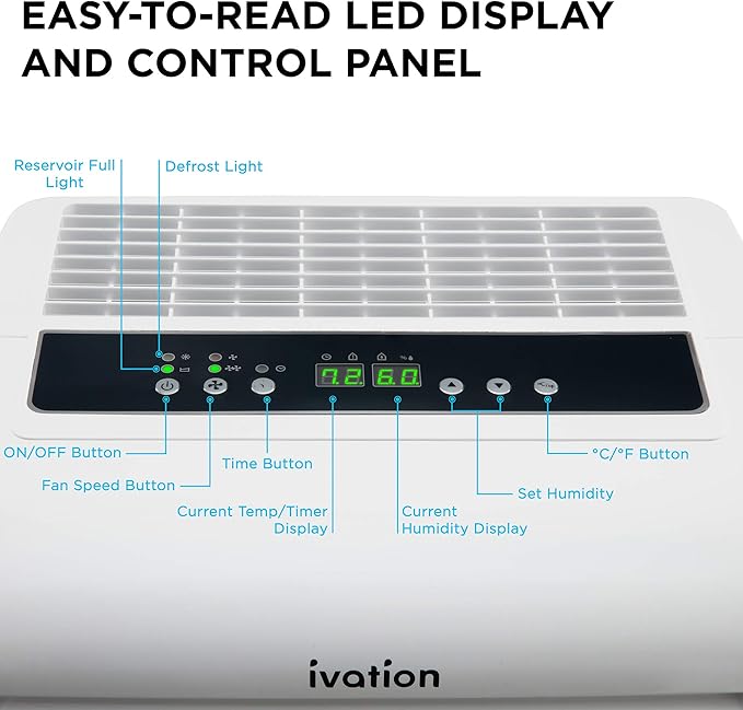 Ivation 4,500 Sq Ft Dehumidifier with Pump, Large Capacity Compressor Includes Programmable Humidity, Hose Connector, Auto Shutoff and Restart and Washable Filter (4,500 Sq Ft W/Pump) - Image 5