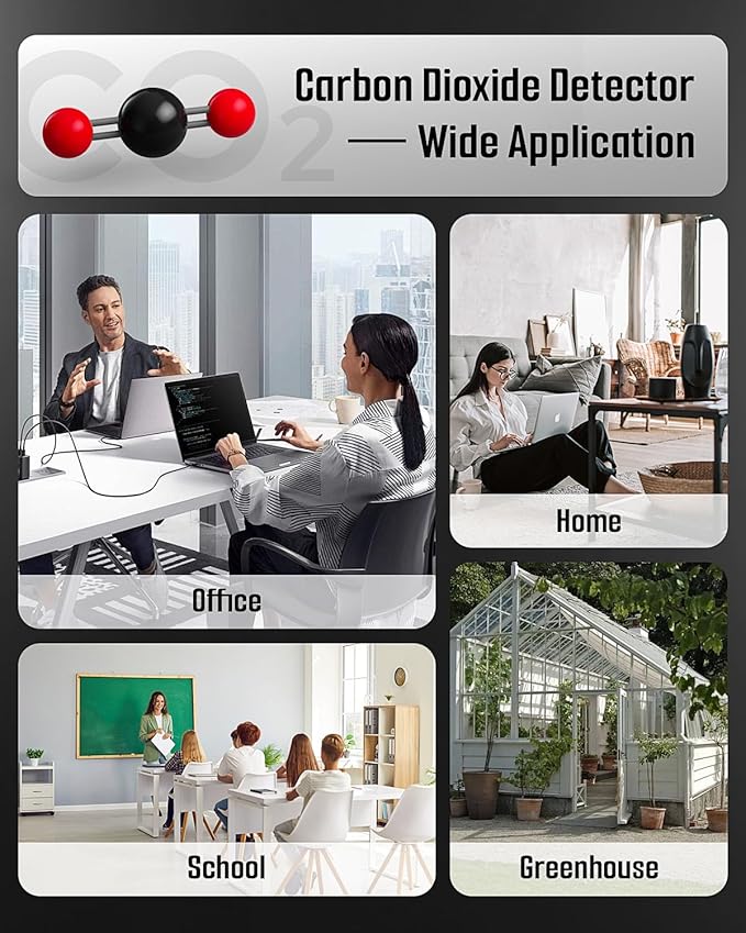 DS-100PRO Portable CO & CO2 Detector for Travel, 4-in-1 Magnetic Carbon Monoxide and Carbon Dioxide Detector, Audible & Visual Alarm, 3-Day Standby, CO & CO2 Monitor for Home, Tent, RV - Image 5
