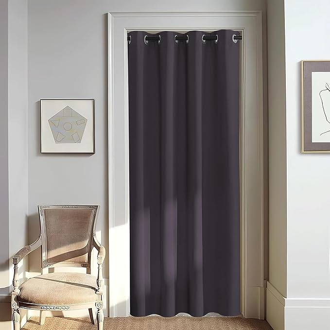 NICETOWN Door Curtain for Closet Doors 80 Inches Long 1 Panel, Blackout Doorway Curtain for Open Closet Bedroom, Room Divider Living Room for Privacy (Greyish Purple, 1 Panel, 46W x 80L) by NICETOWN
