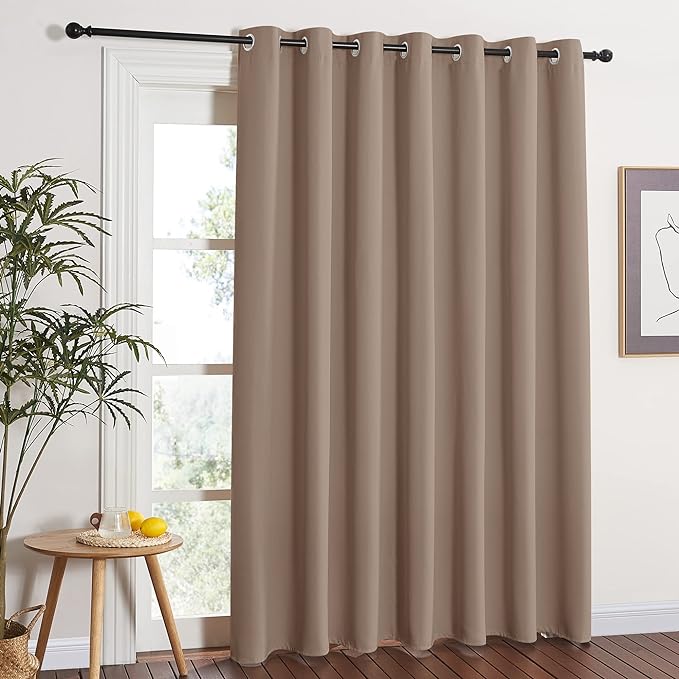 NICETOWN Blackout Blinds for Patio Door - Sliding Door Insulated Blackout Curtains, Extra Wide Curtain for Villa/Hall/Parlor (100 inches W x 84 inches L, Cappuccino) by NICETOWN