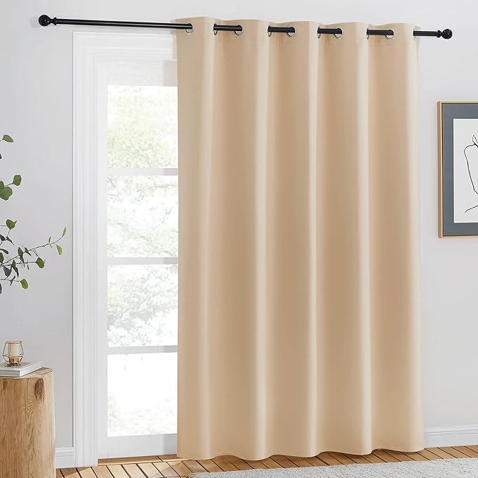 NICETOWN Blackout Curtains for Windows 84 inch Long - Window Treatment Thermal Insulated Solid Grommet Room Darkening Drapes for Bedroom/Living Room (Biscotti Beige, 1 Panel, W66 x L84) by NICETOWN