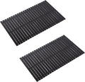 Bath Mat Bathroom Rugs Floor Wood Shower Bathtub Waterproof Non Slip Black Accessories 16x24 Inch Easy to Clean, 2 pcs by Fovlaurs
