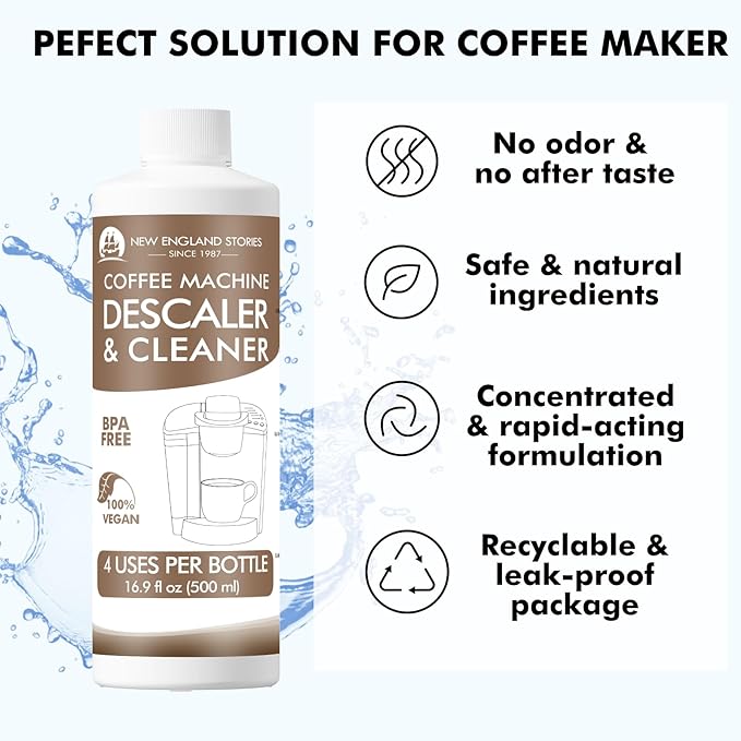 8 Uses Descaling Solution Compatible with Keurig, Nespresso, Breville, Delonghi, Jura, Ninja - 33.8oz Coffee Machine Descaler, Espresso Coffee Maker Cleaner, Coffee Pot Limescale Remover - Image 5