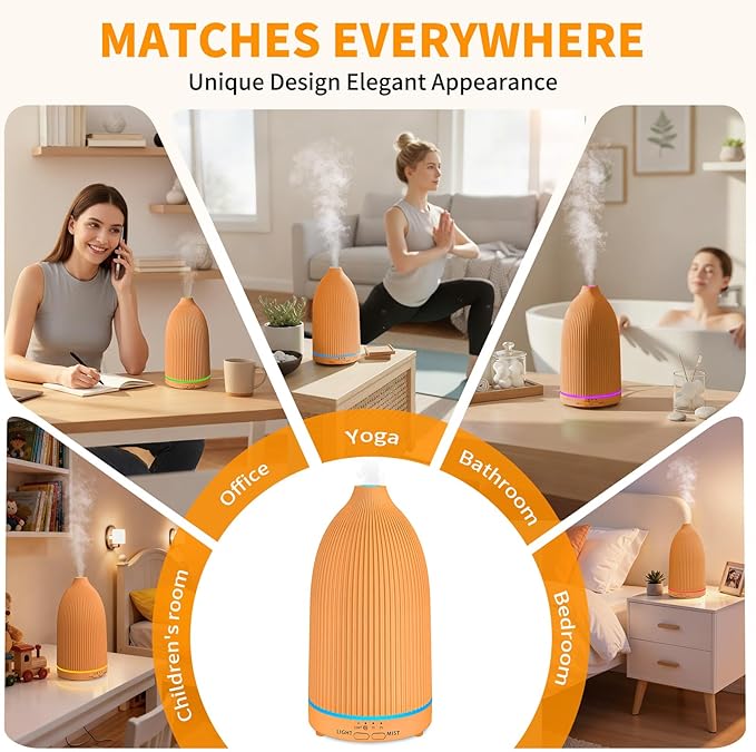 URPOWER 100ML Essential Oil Diffuser Ultrasonic Cool Mist Humidifier with 7 LED Lights, Timer & Auto-Off Quiet Aromatherapy Scent Diffuser for Home Bedroom Office Relaxation - Image 6