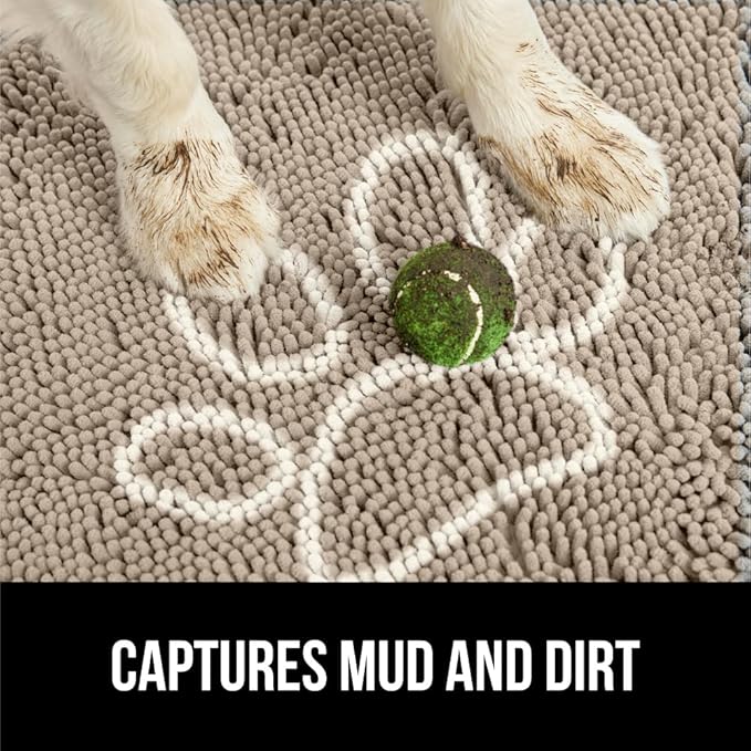 GORILLA GRIP SOAKSTOPPER Dog Door Mat, 36x24 Machine Washable Rug Absorbent Doormat Captures Moisture Mud Dirt, Quick Dry Soft Chenille Entryway Rugs Indoor Entrance Mats for Dog Paws, Beige Ivory - Image 4
