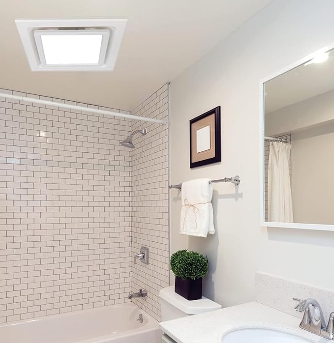Nalle Ventilation Fans Bathroom Exhaust Fan with Light 9.6 inch Panel 6000K 12W Square LED 90 CFM 1.0 Sones 4 Inch Duct 110V Quiet Ceiling Mount Exhaust Fan for Shower,Bathroom,Office,Home (FFL-200) - Image 5