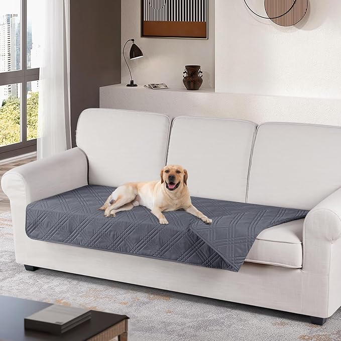 TAOCOCO 100% Waterproof Couch Cushion Cover Reversible Sofa Seat Cover for Dogs Pets Chaise Couch Cover for Sectional Sofas U Shape Couch Furniture Protector Sofa Slipcover(Sofa, Dark Grey) by TAOCOCO