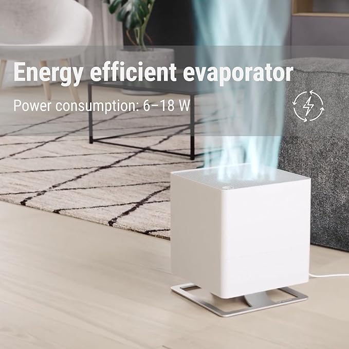 Stadler Form humidifier Oskar, Energy-Saving Humidifier for Rooms up to 540 Square Feet, Evaporator with Automatic Switch-Off, Dimmable LEDs, Very Quiet, White, medium - Image 2