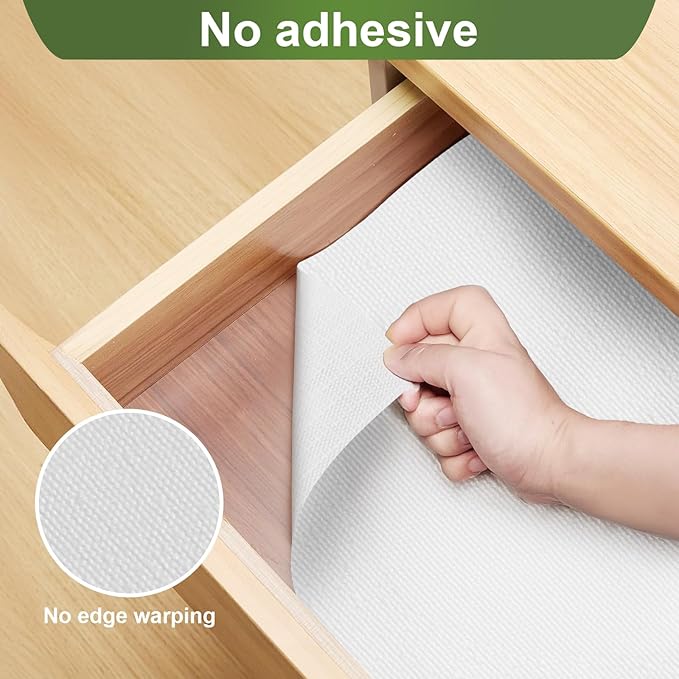 Moriah Shelf Liner Non Adhesive, Kitchen Drawer Liner Non Slip Waterproof Thickened Cabinet Protector for Bathroom Dresser Shelves Pantry(White,17.5'' x 10') - Image 8