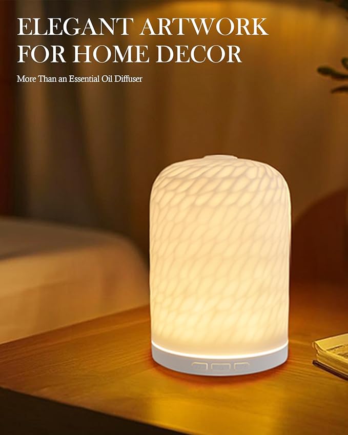 Essential Oil Diffuser – 2.4MHz Ultrasonic Aromatherapy Diffuser, Health Night Light, Timer & Auto Shut-Off, BPA-Free, 120ml Ceramic Oil Diffuser for Home, Office, or Spa, Yoga - Image 6