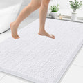 Smiry Luxury Chenille Bathroom Rugs 44x32, Extra Soft and Absorbent Shaggy Bath Mat, Machine Washable, Non-Slip Plush Carpet Runner for Tub, Shower, and Floor, Home Decor Accessories, White by Smiry