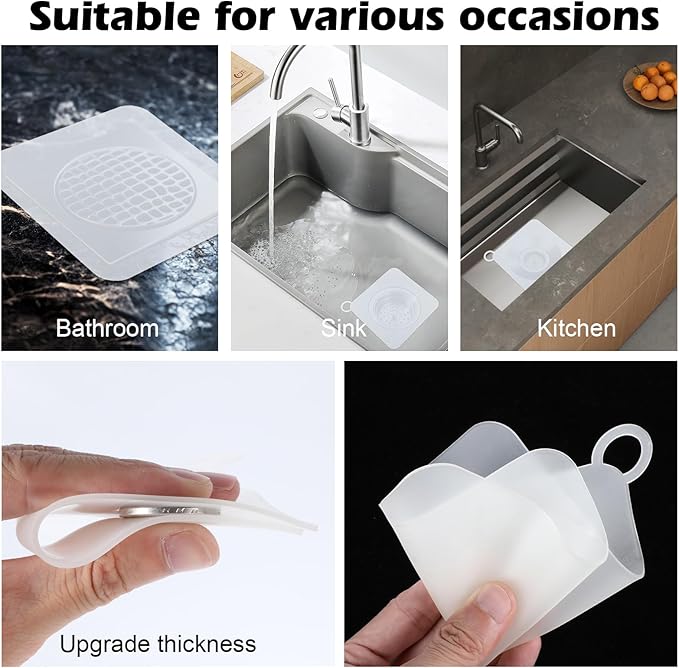 2 Pieces Floor Drain Cover Silicone Tub Stopper, 6x6 Inch Anti-Odor Deodorizing Mat Shower Drain Covers for Kitchen Bathroom Laundry, Sewer Plugs with Silica Gel Seal - Image 4