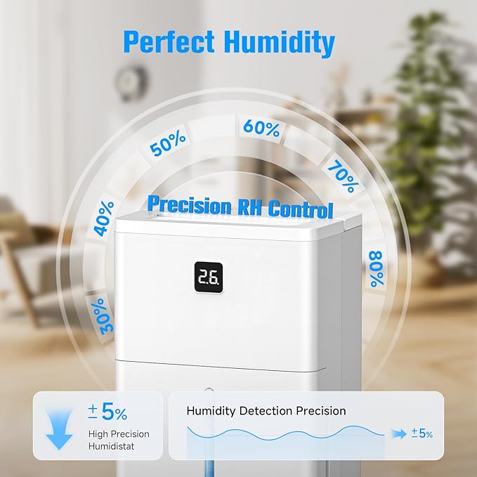25 Pint Dehumidifier for Basement, Up to 3000 Sq.Ft, Quiet Dehumidifier with Drain Hose, Humidity Control, 24H Timer, Ideal for Bedroom, Bathroom, Room - Image 4