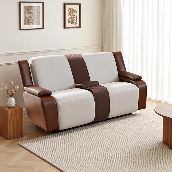 Arfntevss Recliner Sectional Couch Covers for Reclining Sectional L Shape Sofa Cover Non Slip Washable Recliner L Shaped Slipcover Middle Console Protector (1 Console Cover, Dark Brown) - Image 6
