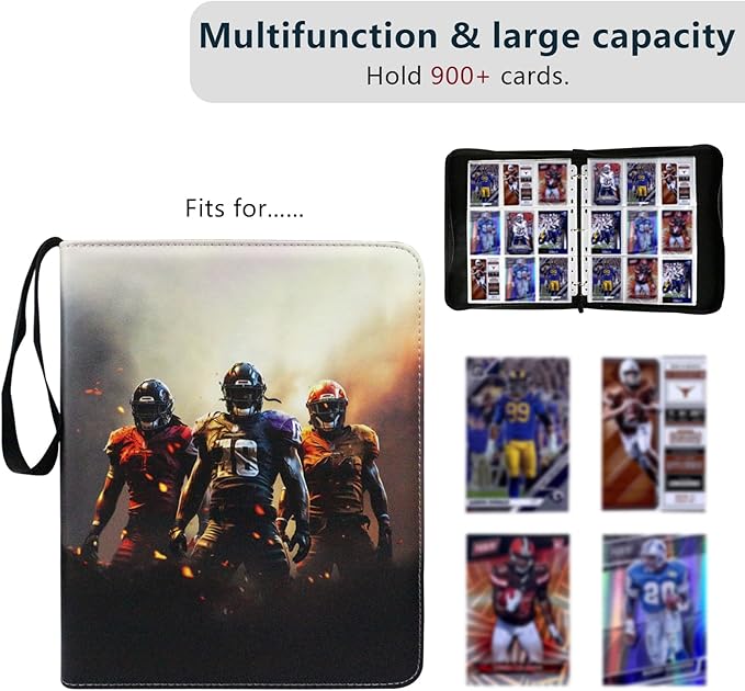 Football Card Binder, 2025 Sports Trading Card with Sleeves Holder Album, 900 Pockets Rugby Card Holder Sheets Display Storage Protectors for Collectors Boys and Girls Gift - Image 2
