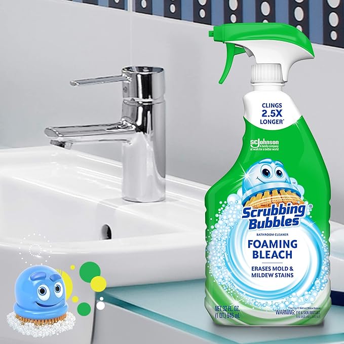 Scrubbing Bubbles Foaming Bleach Bathroom and Shower Cleaner Disinfectant Spray, Helps Erase Mold & Mildew, 32oz - Image 6