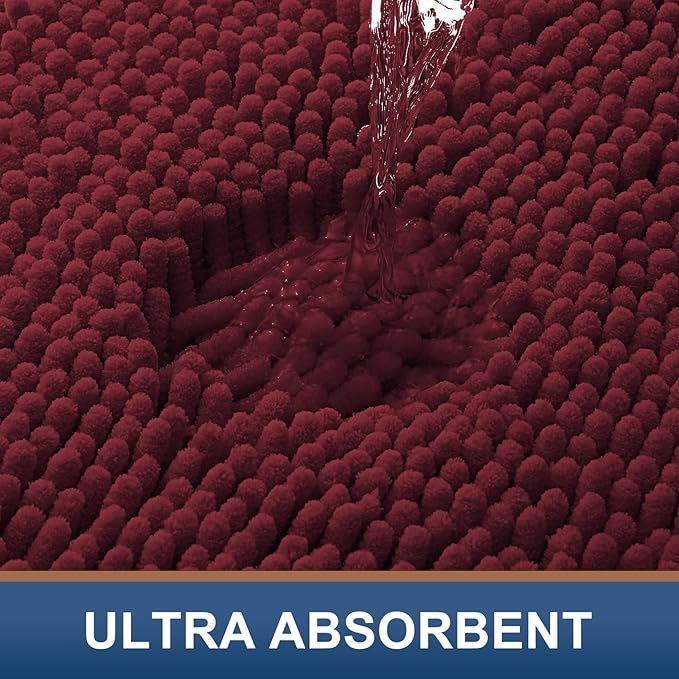 Smiry Luxury Chenille Round 24x24, Extra Soft and Absorbent Shaggy Bathroom Mat Rugs, Machine Washable, Non-Slip Plush Carpet for Tub, Shower, and Bath Room, Burgundy - Image 4