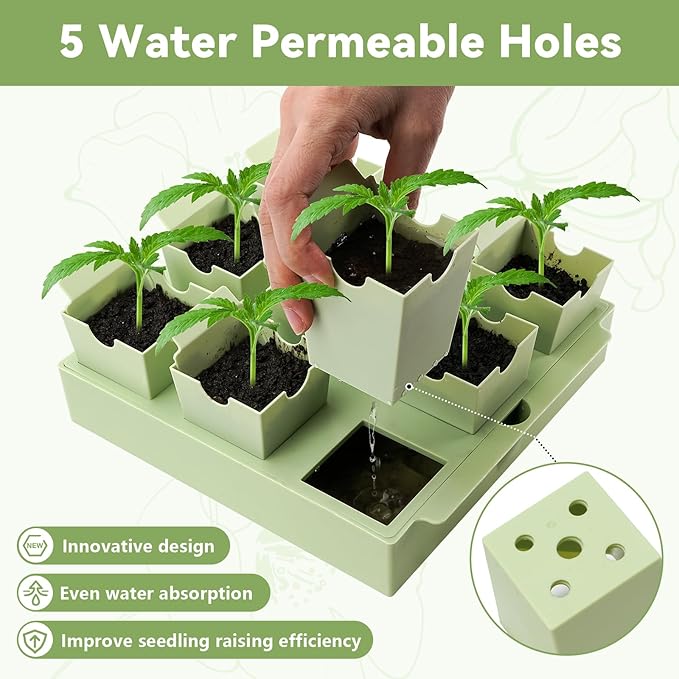 Seed Starter Tray, Dual-Purpose Handles for Transplanting & Labeling, 9 Deep 2.3 in Cells, Extra-Thick Reusable Germination Kit, for Indoor, Outdoor & Greenhouse Use - Image 2