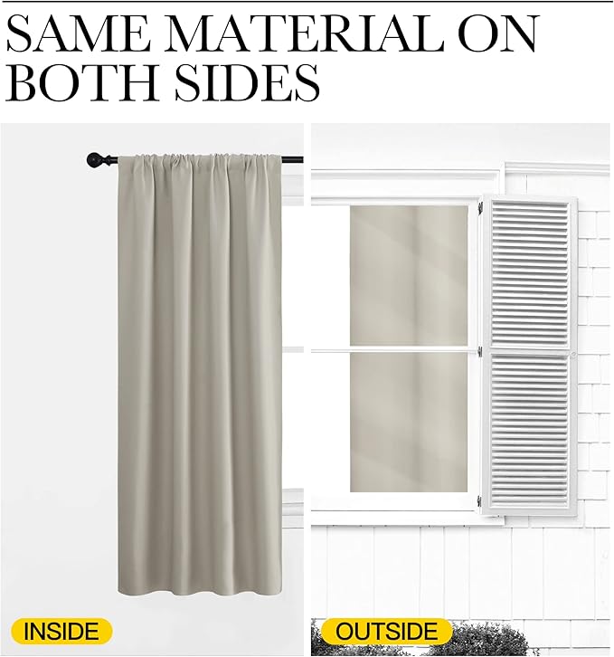 NICETOWN Blackout Curtains for Living Curtains, Room Darkening Window Curtain Panels, Easy-Care Solid Thermal Insulated Draperies/Drapes for Daughter Room (Natural, 2 Panels, 52 by 84) - Image 6