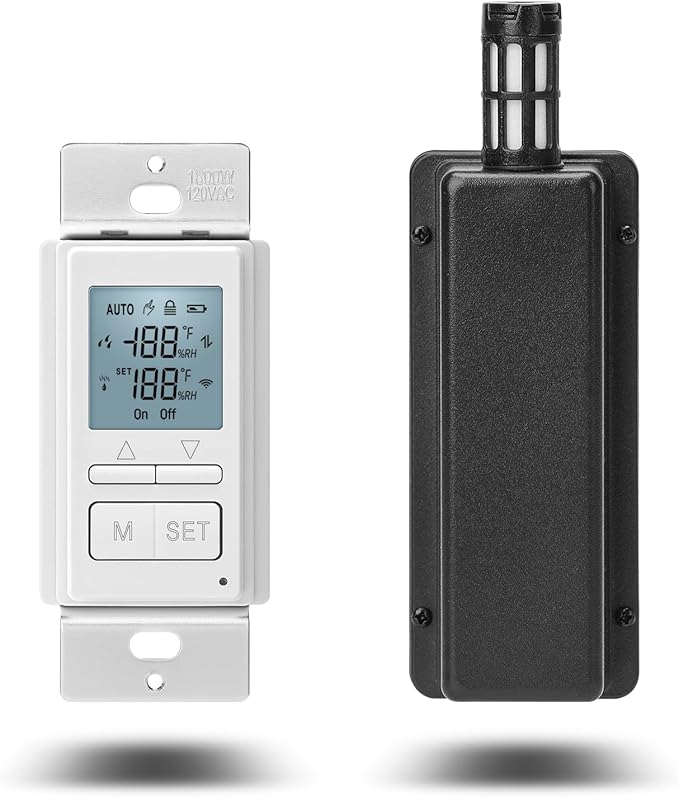 Ortis New 2024! Humidity Sensor Switch, in-Wall Bathroom Fan Automated Control Switch, Separate Sensor for Better Moisture Detection, 328ft Range, 110/220V, Keep Your Room Dry by SafeEfficientToolSwitches