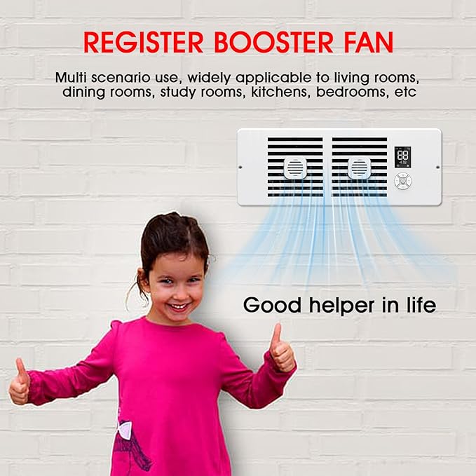 Register Booster Fan Fits 4" x 12" Register Holes, 10-Speed Smart Thermostat AC Vent Fan with Timer Setting and Aroma Function, Air Vents Fans & Heating for Wal - Image 8