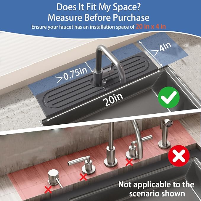 Fast Drying Stone Faucet Mat for Kitchen Sink with Raised Feet, Water Absorbent Diatomite Stone Sink Tray, Faucet Sink Splash Guard, Prevents Moisture Buildup, Durable Protector for Bathroom Counter - Image 2