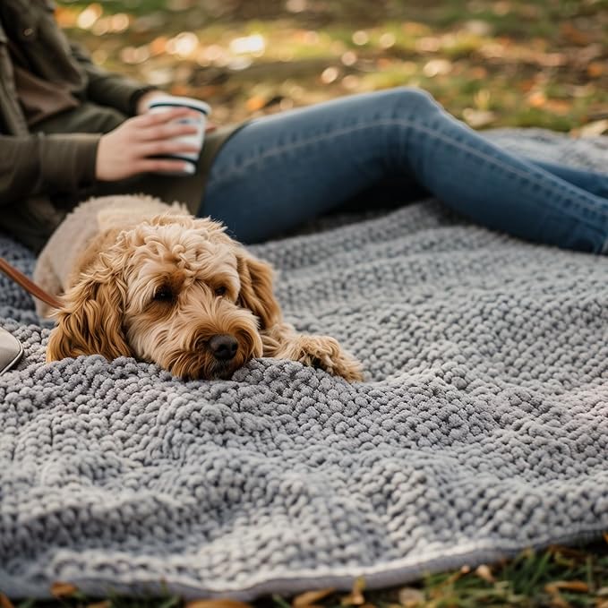 Muddy Mat® Dog Blanket - Chenille Water Absorption Blanket for Bed & Couch Cover for Dogs Washable, Anti-Slip Soft and Durable Furniture Protector for Dogs - Grey 48"x56" - Image 7