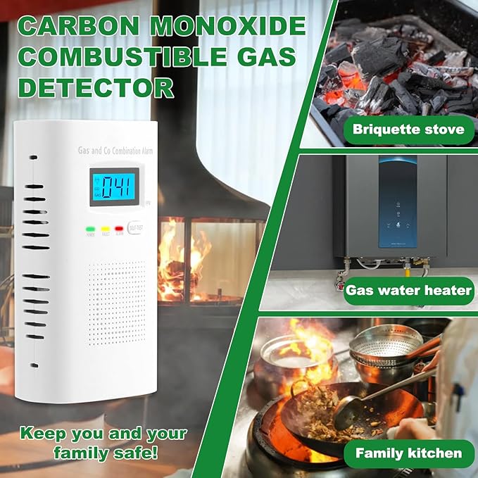 Combination Gas and Carbon Monoxide Detector Plug-in | CO Alarm & Natural Gas Combustible Detector | Digital Display, Battery Backup, Easy Install | for Home Kitchen Safety Monitoring 2-Pack - Image 6