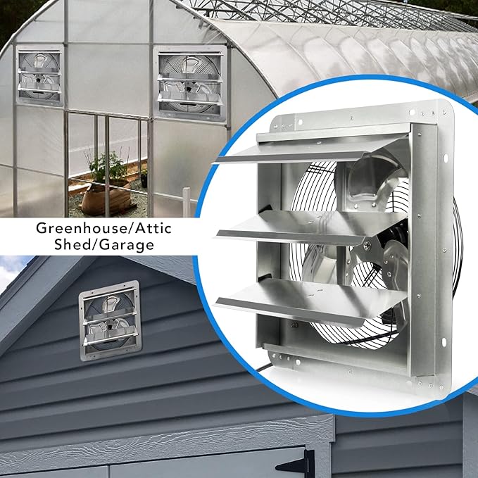 KEN BROWN 14 Inch Shutter Exhaust Fan, Gable Vent Fan, Wall Mount Ventilation, High Speed 1950 CFM, Automatic Aluminum Blades, for Garages, Shop, Greenhouse, Attic, with Power Cord - Image 8