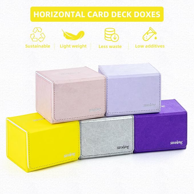 Magic Card Deck Box for MTG Single Deck Card Box fits 100+ TCG Sleeved Cards Tyvek® Paper Card Box Top Loading Card Boxes Magic Gift for MTG TCG CCG (Horizontal,Yellow) - Image 6