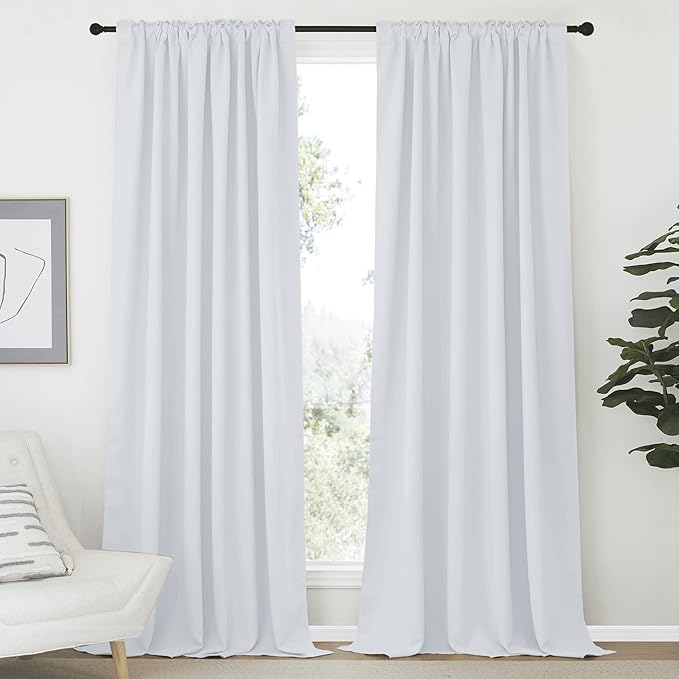 NICETOWN Living Room Darkening Curtain Drapes - (Cloud Grey Color) W70 x L108, Set of 2, Room Darkening Window Treatment Drapery Panels - Image 2